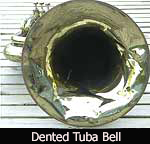 Dented tuba bell